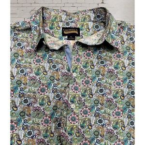 Cremieux Multi Color Pastel Paisley Spring Button Up Short Sleeve‎ Shirt Men Xl